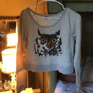 Express owl cropped sweat shirt